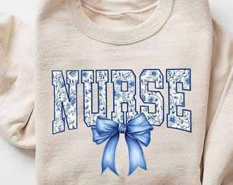 Floral Bow Nurse Sweatshirt: Trendy Healthcare Hoodie