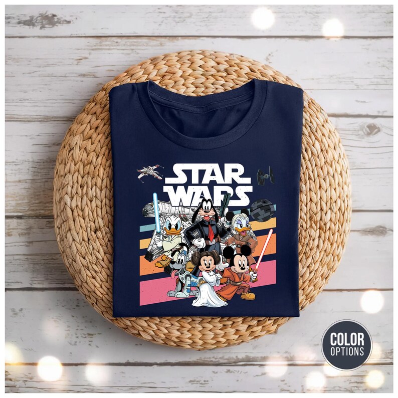 Star Wars Disney Mashup Shirt - Funny Jedi Cartoon Lightsabers Bild 5