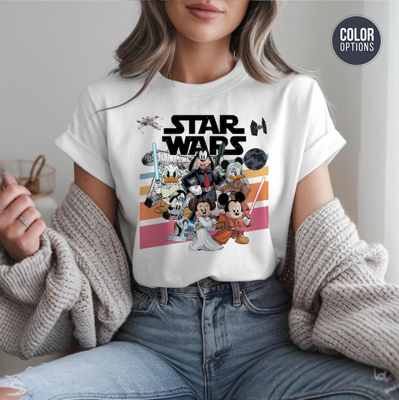 Star Wars Disney Mashup Shirt - Funny Jedi Cartoon Lightsabers Bild 2