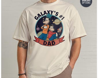 Funny Space Dad T-Shirt: Cartoon Galaxy Design
