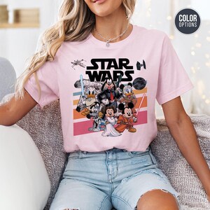 Star Wars Disney Mashup Shirt - Funny Jedi Cartoon Lightsabers Bild 4