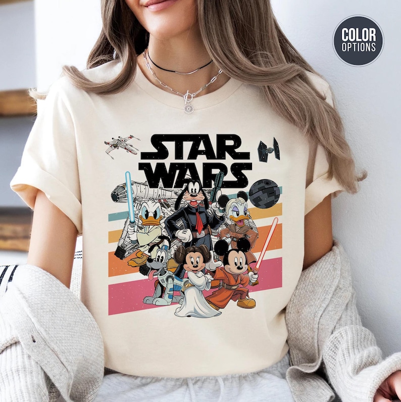 Star Wars Disney Mashup Shirt - Funny Jedi Cartoon Lightsabers Bild 1