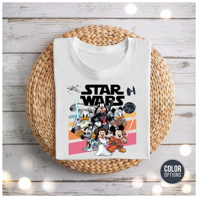 Star Wars Disney Mashup Shirt - Funny Jedi Cartoon Lightsabers Bild 7