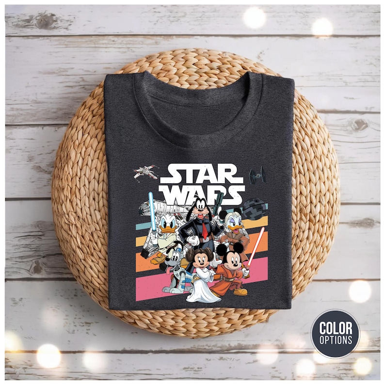 Star Wars Disney Mashup Shirt - Funny Jedi Cartoon Lightsabers Bild 6