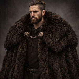 Faux Fur Barbarian Mantle - Viking Norse Costume Cape