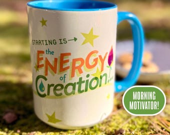 Energy of Creation Coffee Mug | Inspirational Gift | Color Accent Cup | 11oz or 15oz Ceramic