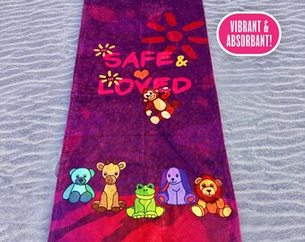 Safe & Loved Beach Towel – Vibrant Summer Fun