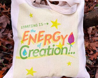 Creation Energy Double-Sided Canvas Tote Bag | Spiritual Wellness Gift
