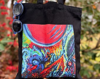 Vibrant Artistic Canvas Tote Bag – Colorful, Cotton Painted, Art Lover Gift