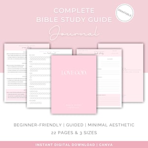 Bibelstudieguide Journal SOAP Utskrivbar | Mjukt rosa, predikananteckningar, Canva direktnedladdning, bibelläsningsspårare