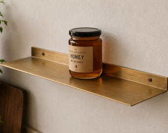 Prateleira flutuante em latão maciço, prateleira de parede moderna e minimalista, decoração para banheiro em dourado escovado