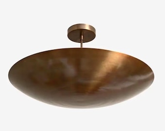 Lámpara de araña Sputnik de latón crudo: lámpara de techo empotrada moderna de mediados de siglo