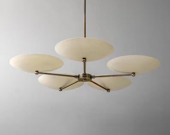 Lampadario moderno in ottone Sputnik Light Lampadario moderno di metà secolo Lampada da soffitto a 5 bracci