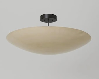 Lampada da soffitto a filo Sputnik di metà secolo - Ottone grezzo e bianco
