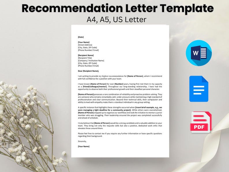 Personal Reference Letter Template, Character Recommendation ...