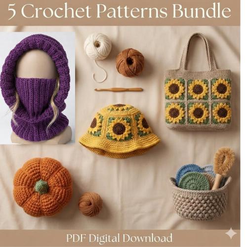 30 Hoodie Crochet Patterns: Cozy Pullovers, Animal Hoods, and Giftable Crochet Ideas 3 5-in-1 Crochet Hoodie and Home Bundle