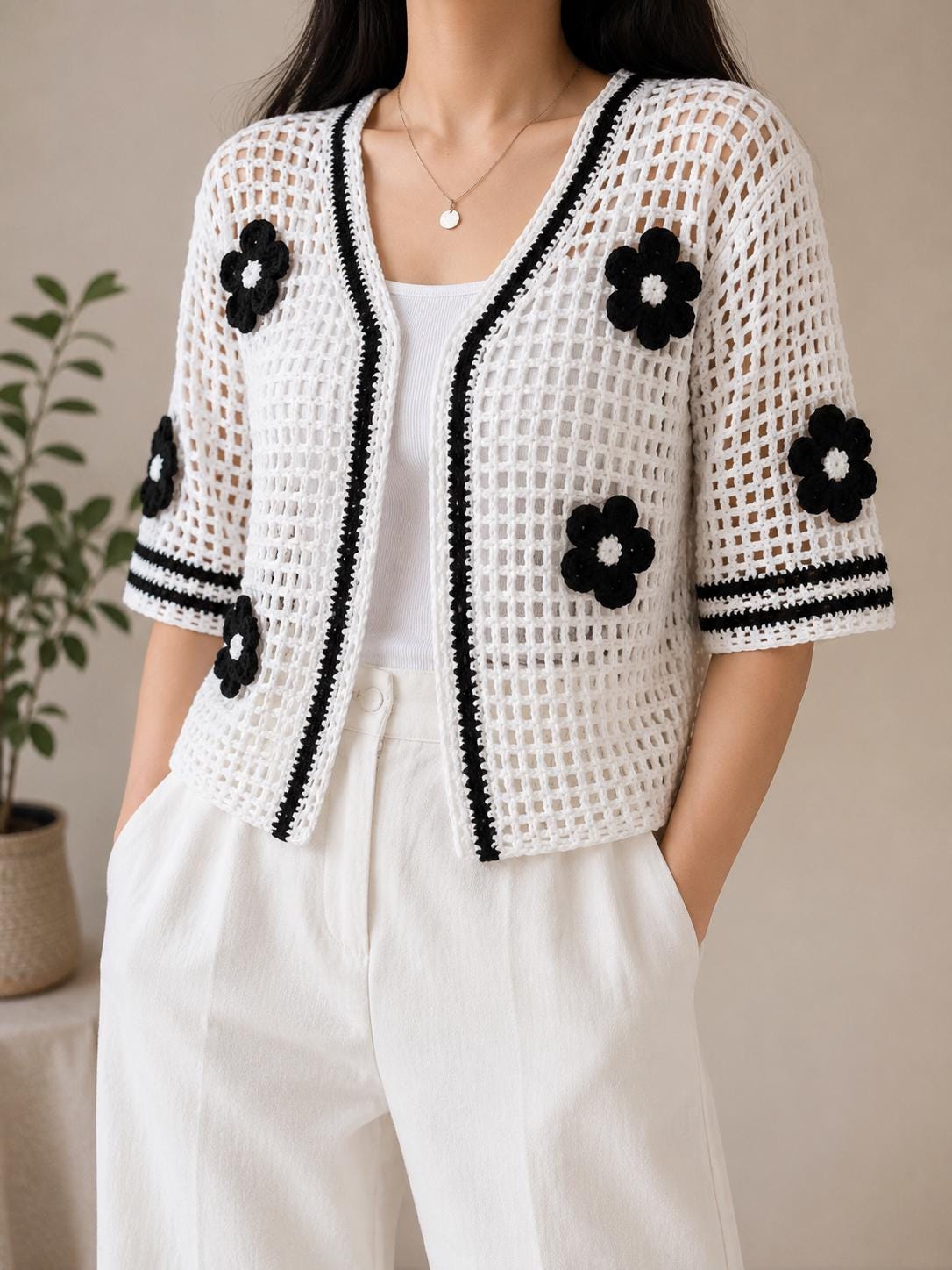 30 Crochet Patterns for Gifts, Decor, Accessories, and Amigurumi 13 Daisy Mesh Crochet Cardigan Pattern