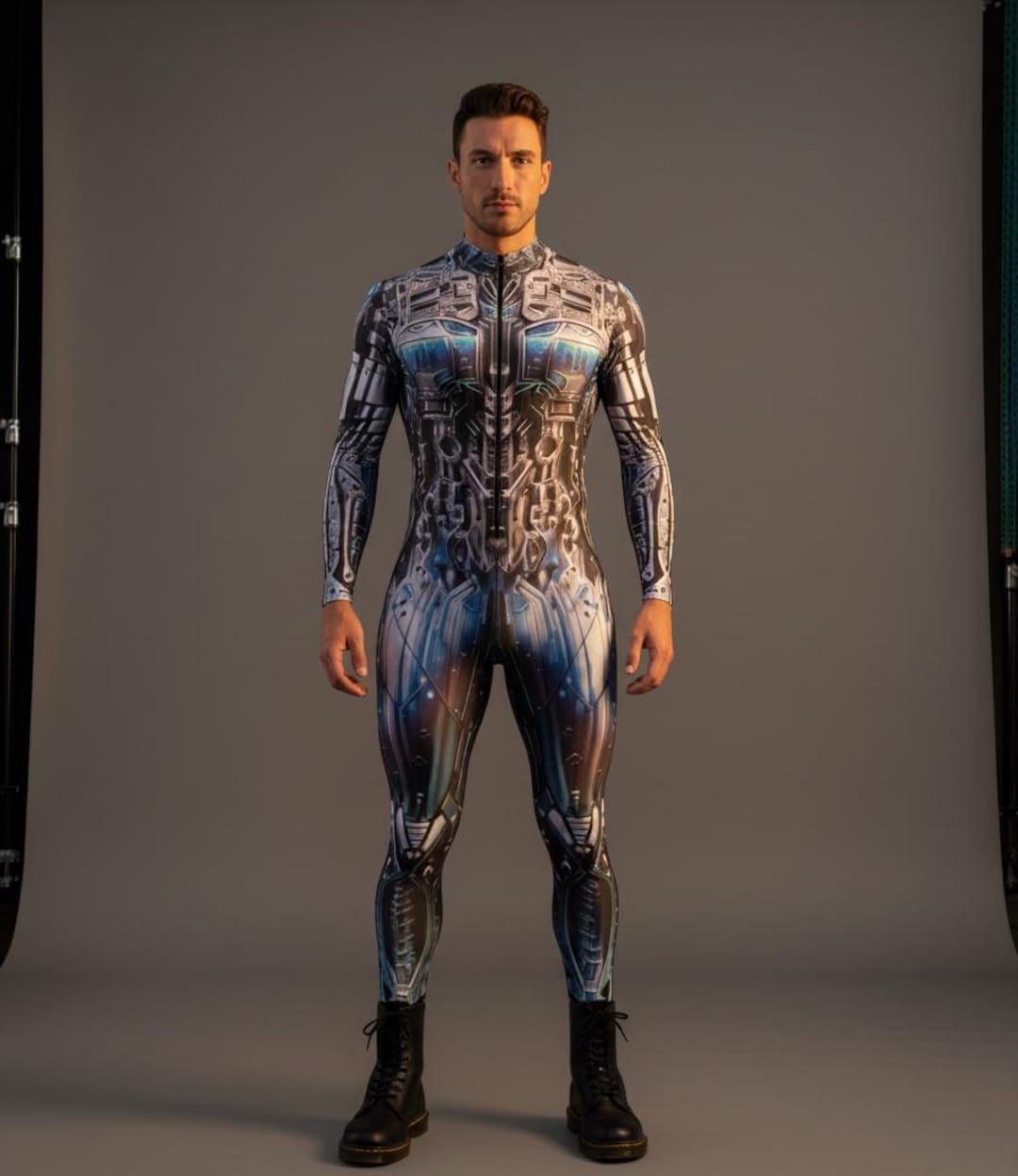 Men's Cyborg Bodysuit | Futuristic Robot Print Catsuit | Sci-fi Cosplay ...