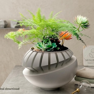 Geometric Globe Planter STL File| Women's Day — 3D Printable Succulent & Fern Pot | Modern Biophilic Home Decor | Instant Digital Download