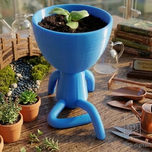 Maceta con forma de piernas de personaje (archivo STL) / Maceta imprimible en 3D / Decoración divertida para escritorio y estantería / Descarga digital instantánea