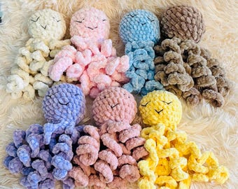 Crochet Octopus Plush – NICU Preemie Baby Lovey, Sensory Stuffy, Umbilical Cord Imitation