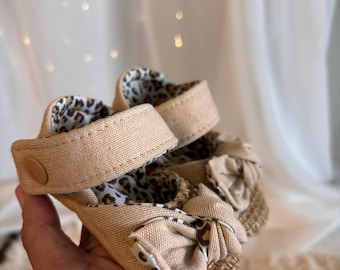 Handmade Baby Shoes • Baby Girl Sandals • Cotton Baby Booties • Newborn Shoes • Baby Shower Gift • Infant Bow Sandals • Baby Gift