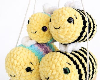 Crochet Bee Plush | Chenille Yarn Stuffed Animal