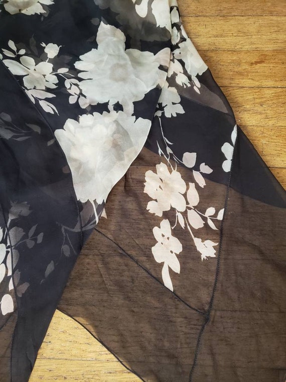 GIORGIO ARMANI Silk chiffon scarf. Black and whit… - image 4