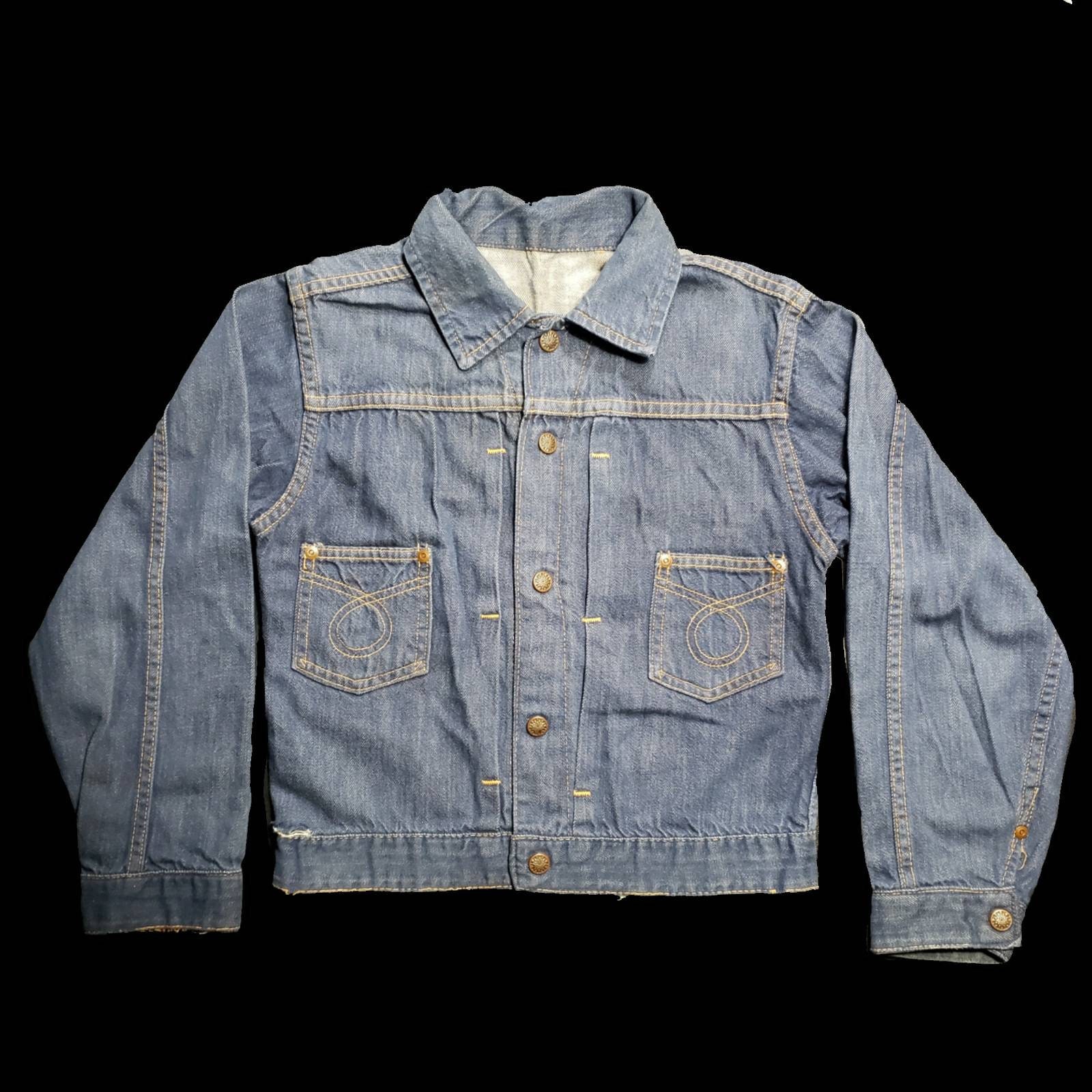 1940s Denim Blue Jean Jacket With 1950s Coca Cola Patch 1940s Denim Blue Jean Jacket With 1950s Coca Cola Patch