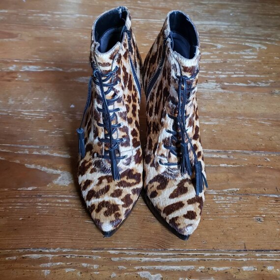 LEOPARD printed cowhide stiletto boots Size 7M 7 … - image 7