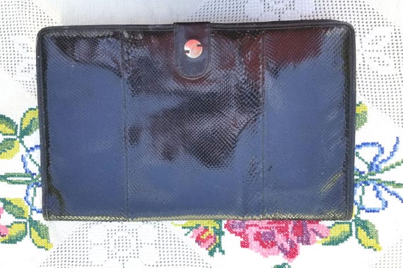 Vintage Snakeskin Leather Portfolio Clutch - Made in Argentina