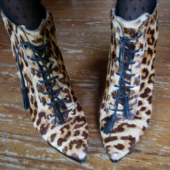 LEOPARD printed cowhide stiletto boots Size 7M 7 … - image 4