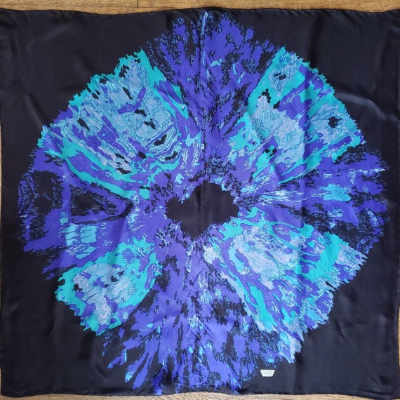 Vintage LIBERTY of LONDON Silk Scarf, Marble Swirl Print, Hand Rolled edge 35" square