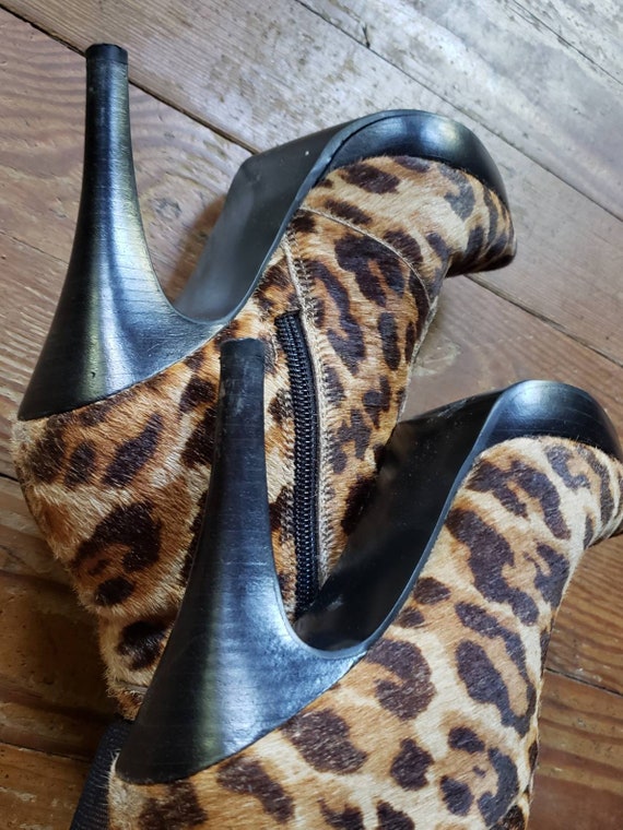 LEOPARD printed cowhide stiletto boots Size 7M 7 … - image 5