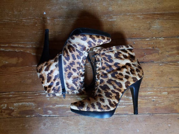 LEOPARD printed cowhide stiletto boots Size 7M 7 … - image 2