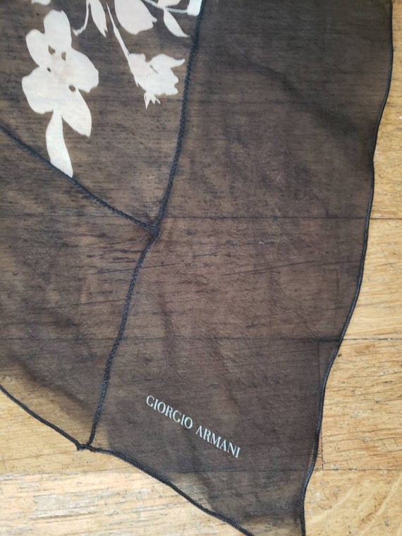GIORGIO ARMANI Silk chiffon scarf. Black and whit… - image 6