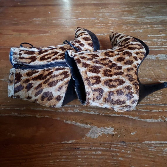 LEOPARD printed cowhide stiletto boots Size 7M 7 … - image 6