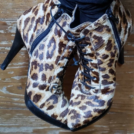 LEOPARD printed cowhide stiletto boots Size 7M 7 … - image 3