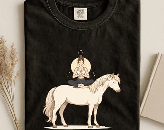 Horse Yoga Shirt Equestrian Gift Meditation Tee Mindful Rider Top Zen Horse Lover Apparel Graphic