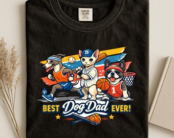 Best Dog Dad Sports Shirt Athletic Pet Lover Baseball Basketball Cat Dog Graphic
