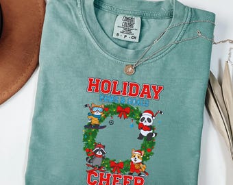 Christmas Tshirt Holiday Tee Unisex Christmas Animal Wreath Tee Cute Holiday Top Winter Graphic Tee