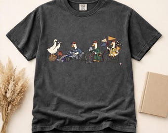 Duck Racing Team Shirt, Motorsport Goose Graphic Tee Funny Pit Crew Racing Fan Gift