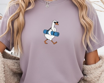 Funny Yoga Goose T-Shirt, Comfort Colors Unisex Graphic Tee, Relaxed Fit Cotton Top S-4XL