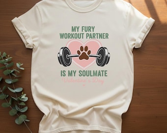 Charcoal Cotton Unisex Dog Workout TShirt Valentines Soulmate Pet Lover Graphic Fitness Animal Art Tee