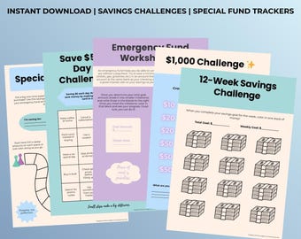 Savings Challenge Bundle (3 Challenges & 2 Trackers) | Financial Planner Printable Bundle