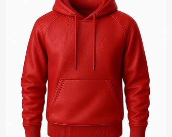 Men’s Genuine Cowhide Leather Hoodie Jacket – Handmade Premium Hooded Leather Coat