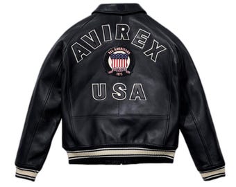 Handmade Avirex Icon Cowhide Leather Bomber Jacket – Retro Aviator Flight Jacket