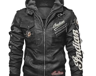 Handmade Indian Motorcycle Jacket – Black Cowhide Leather Biker Riding Jacket with Armor Pockets | Classic Rider Coat