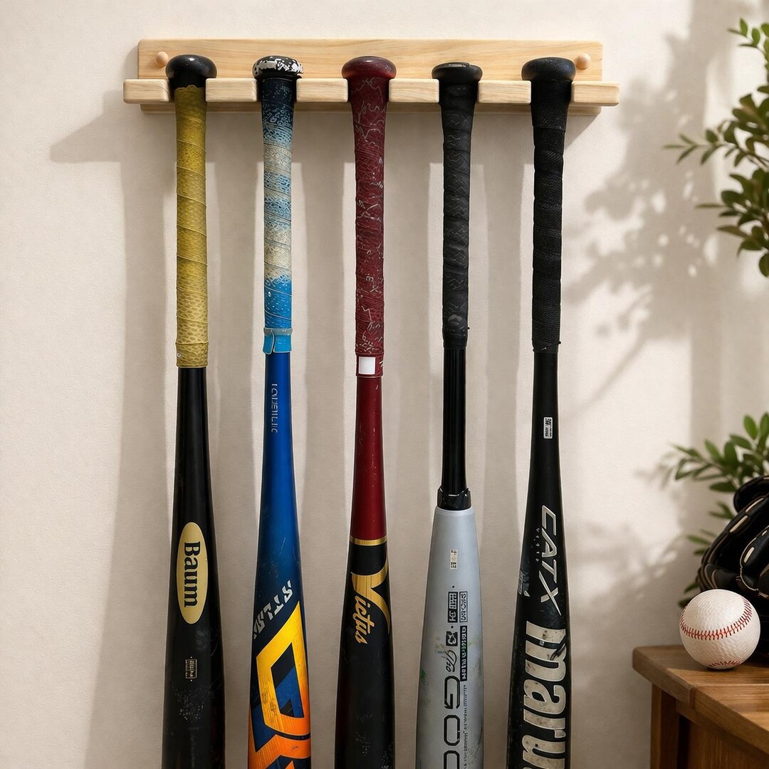 Baseball Bat Rack Wall Holder Display 5 Bats - Etsy