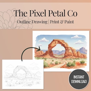 Sedona Devil's Bridge Watercolor Outline | Print and Paint Template (PDF & PNG Instant Download)